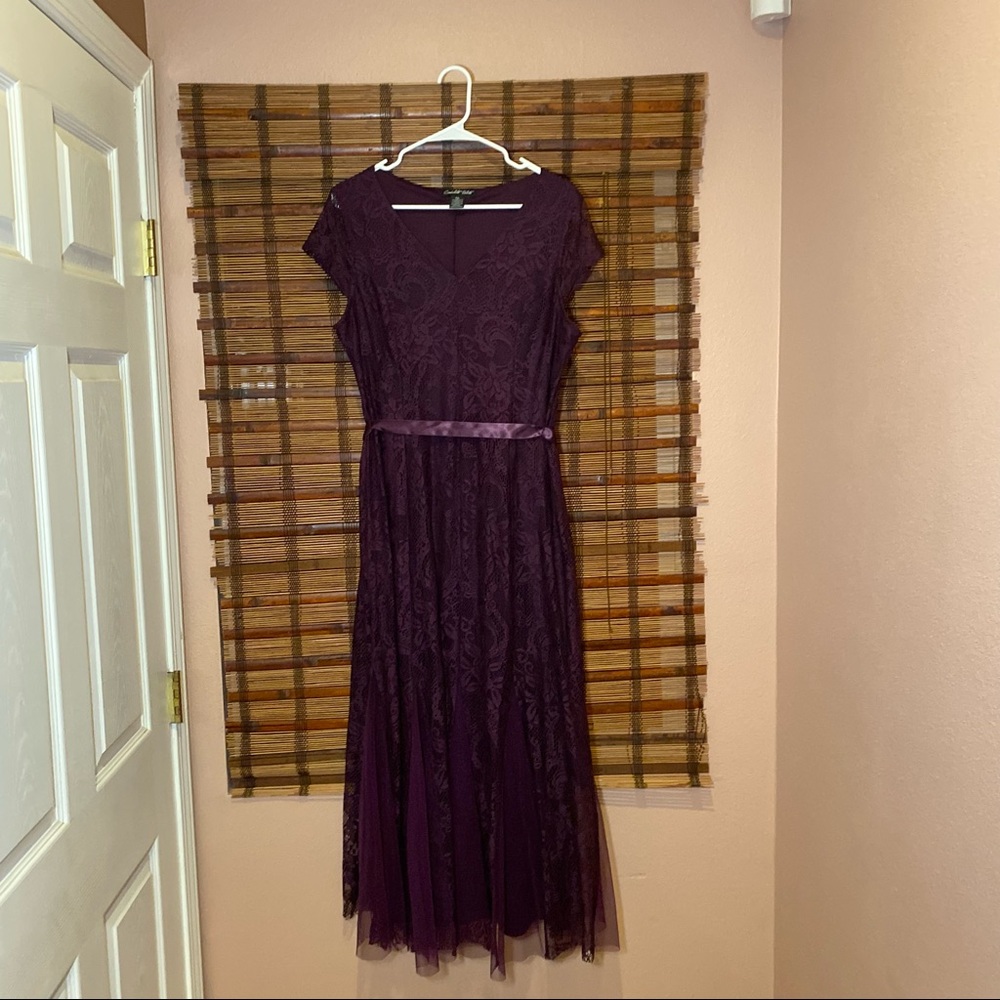 Dark purple lace maxi dress